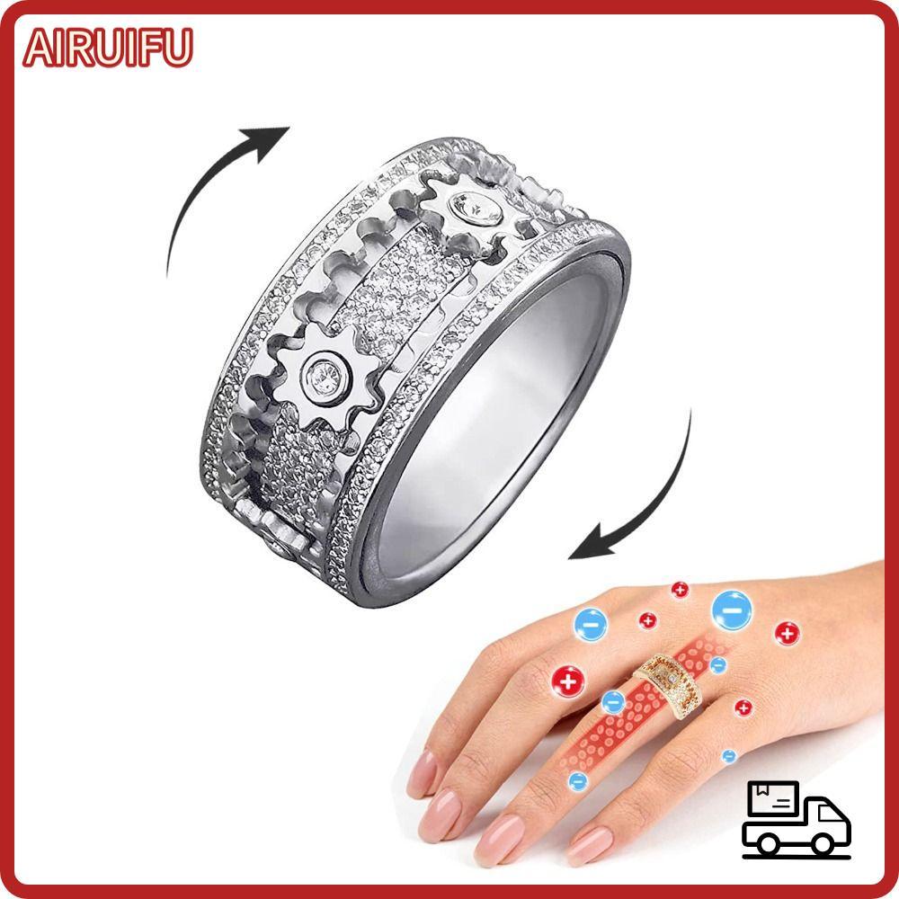 AIRUIFU Gear Spinner แหวนหมุน Handmade Band Ring