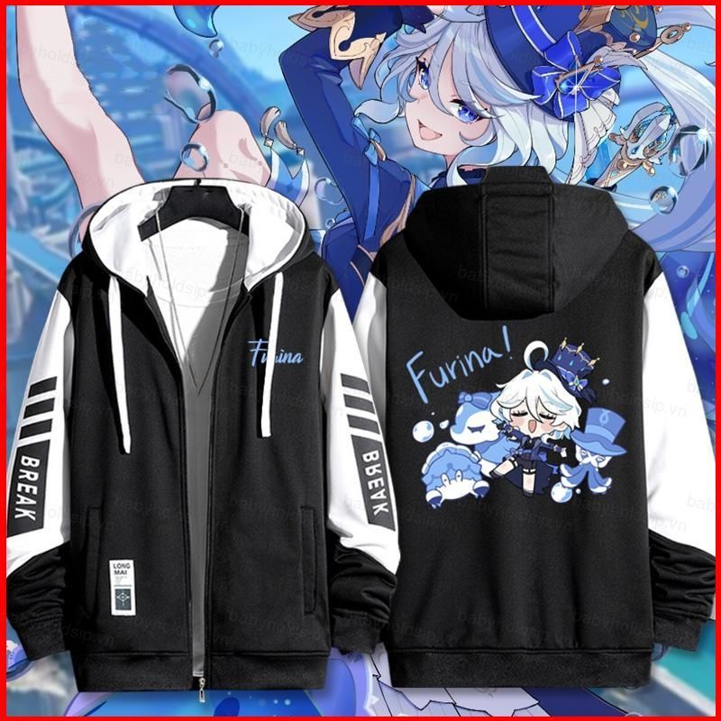 เสื้อฮู้ดดี้ลาย Furina จากเกม Genshin Impact พร้อมซิปรองรับอากาศหนาว