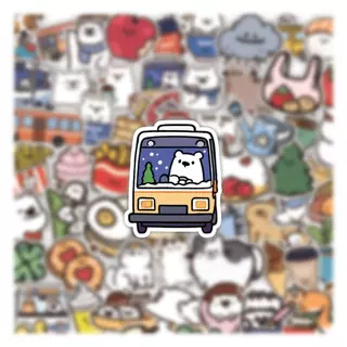 60 แผ่นหมีขาว โรมมิ่ง การเดินทาง สติ๊กเกอร์โน๊ตบุ๊คการ์ตูนน่ารัก ทําเอง สติ๊กเกอร์โทรศัพท์มือถือ