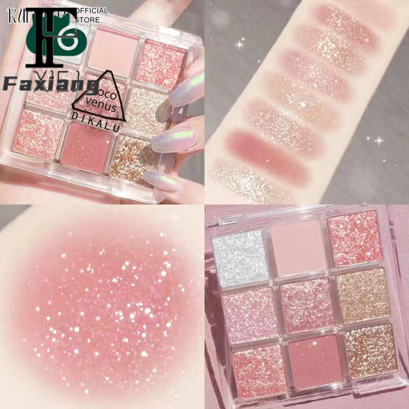 JIANGZHIB 2025 DIKALU Matte Eyeshadow 9 สีระยิบระยับแต่งหน้าเครื่องสําอางอายแชโดว์ติดทนนาน