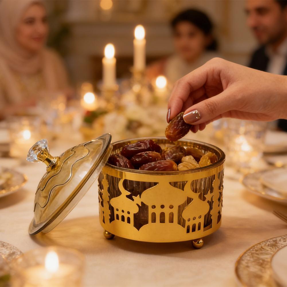 Eid Mubarak ถาดขนมสําหรับถั่วและลูกอมตกแต่งบ้านเสิร์ฟ Platter สําหรับ Ramadan Raya I8g9