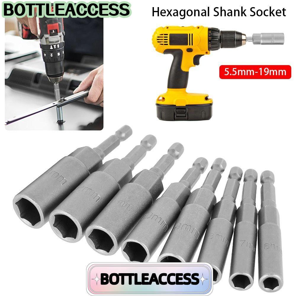 BOTTLEACCESS 1 ชิ้น Hex ซ็อกเก็ต, ไดรฟ์ซ็อกเก็ต 5.5-19 มม.เจาะกุญแจอะแดปเตอร์, ทนทาน 1/4 "Hex 80 มม.