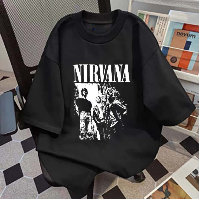 แฟชั่นAmerican Rock Band NIRVANA T-Shirt Men's T-Shirt 2024 Newest Men's T-Shirt Distro Men's Oversi