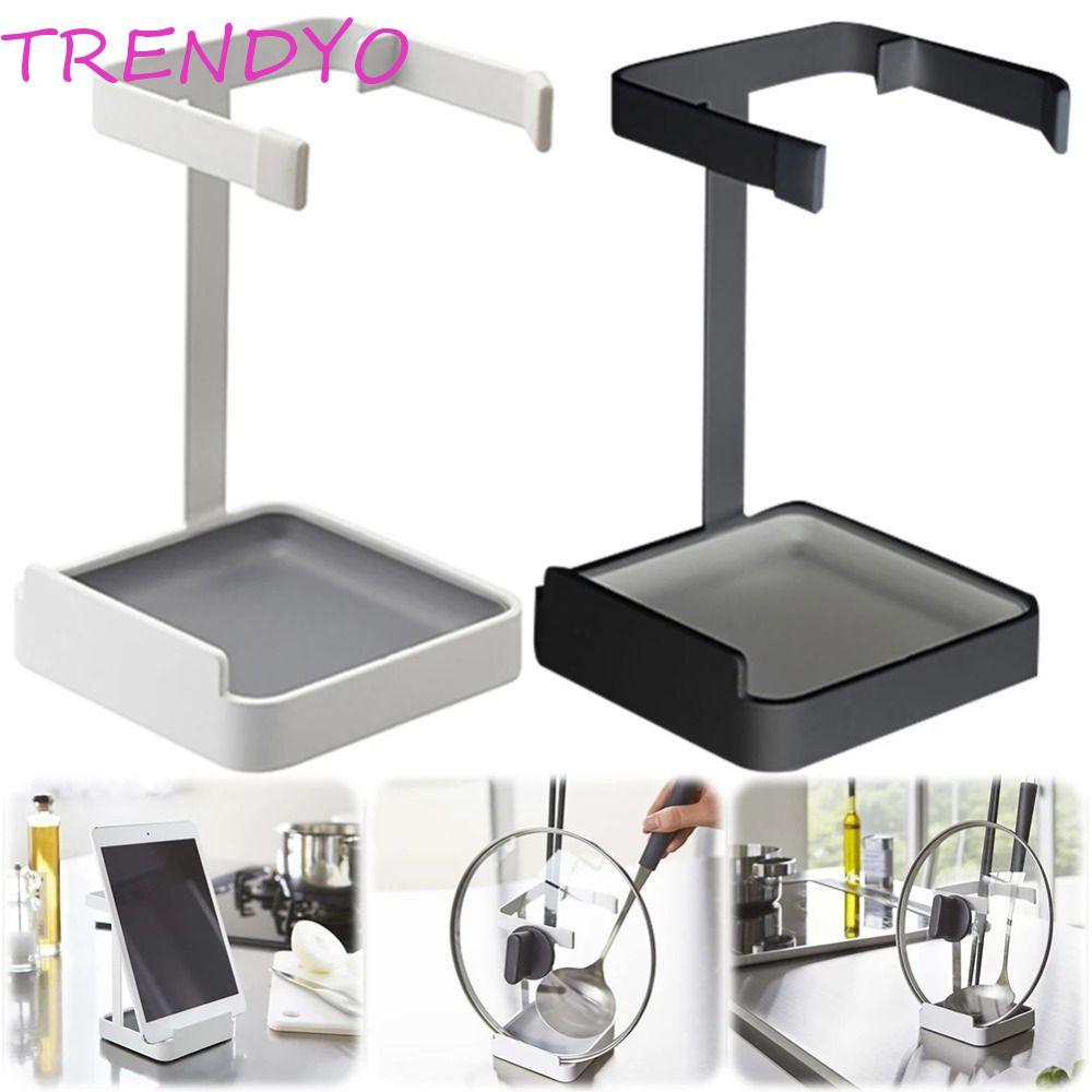 TRENDYO ชั้นวางฝาครอบหม้อ, Multi-Function Counter Organizer ฝาปิดและที่วางช้อน,สะดวกทนทานบนโต๊ะอาหารพร้อมถาดฝาหม้อOrganizer Rack Home