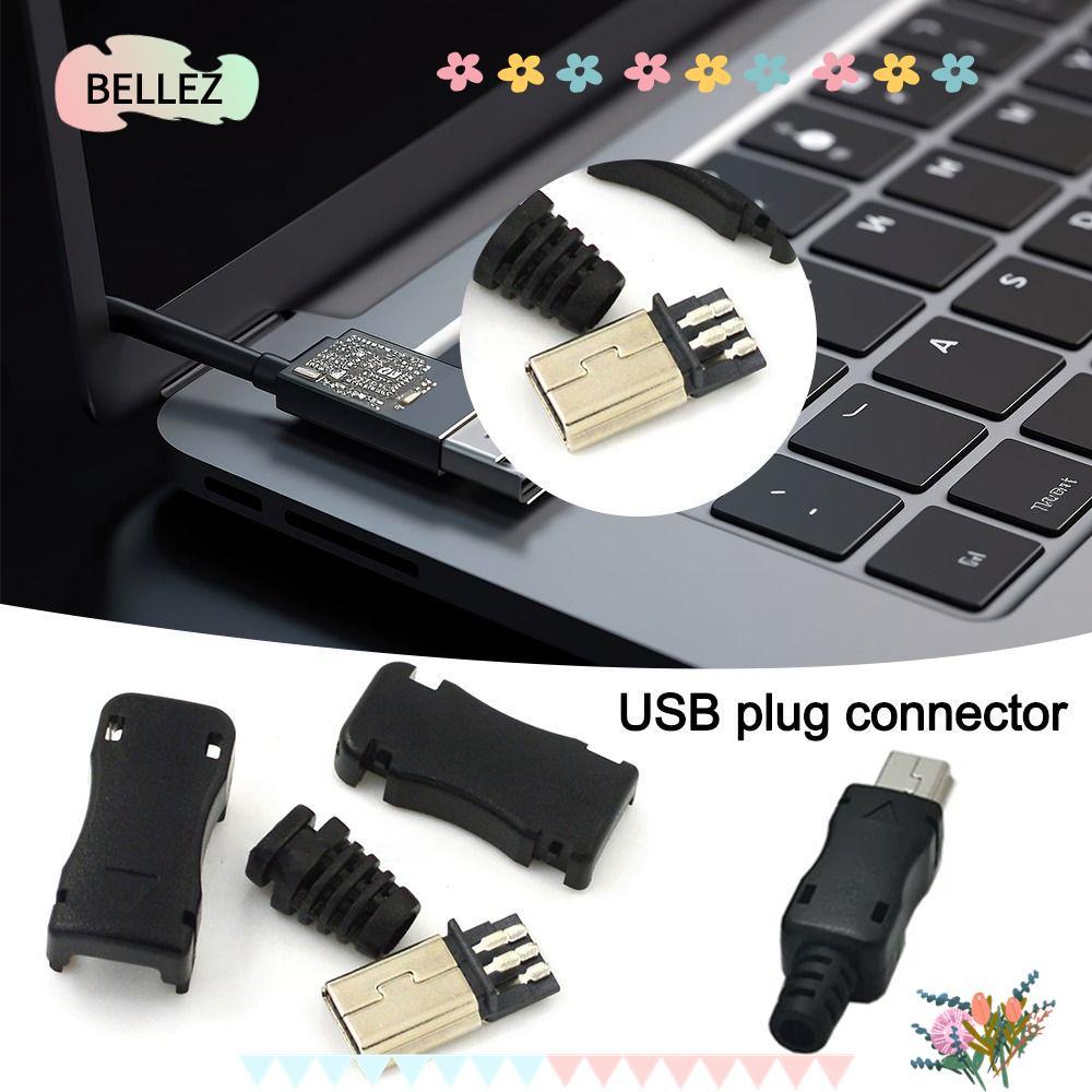 BELLEZ Mini USB Male Connector, 4 In 1 ประกอบ 5Pin USB 2.0 Jack, 5Pin Plug Socket Data Cable Connect