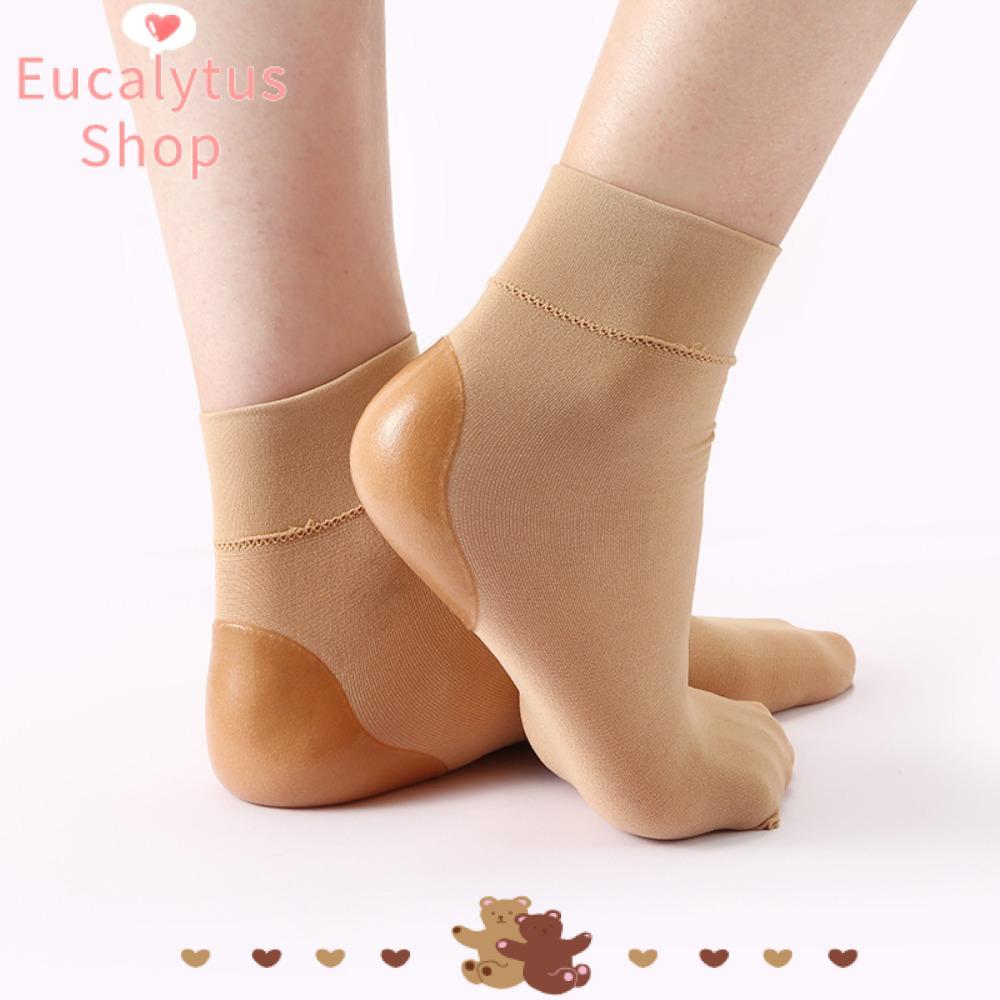 EUCALYTUSS ถุงเท้าผ้าฝ้ายซิลิโคน, Moisturizing Spa Polyester Heel Protective Cover, Pain Relief Reus