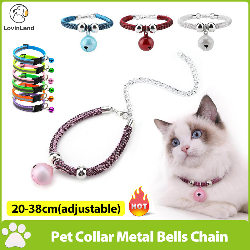 Lovinland Cat Collar สไตล์ญี่ปุ่นปลอกคอสัตว์เลี้ยงสีสันระฆังโลหะโซ่ลูกสุนัขปลอกคอกระดิ่งสัตว์เลี้ยง