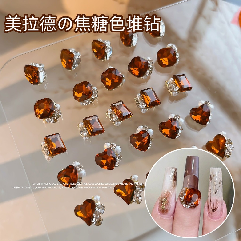 Merad ผลิตภัณฑ์สําเร็จรูป Pile Diamond Nails Jewelry Love Fat Square Nail Diamond Decoration Pile Di