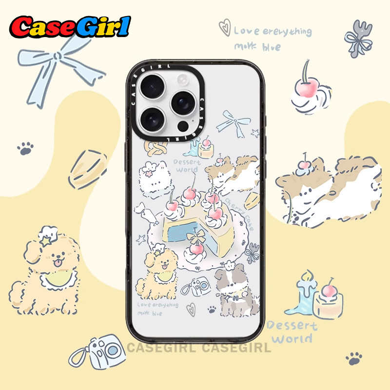 สำหรับ IPhone 13 15 16 17 11 16E 12 Pro Max 17 AIR เคสป้องกันอะคริลิคลายน้องหมา น้องแมว ขนมเค้ก มากา