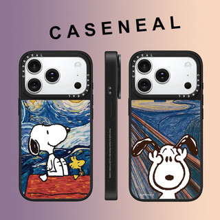 CASENEAL การ์ตูนภาพวาดสีน้ํามันสุนัขกระจกใบหน้าเคสโทรศัพท์สําหรับ iPhone 17 Pro Max 16 ProMax 15Pro 14 Plus 13 12 11 โทรศัพท์กันกระแทกขอบนุ่มฮาร์ดป้องกันกรณี