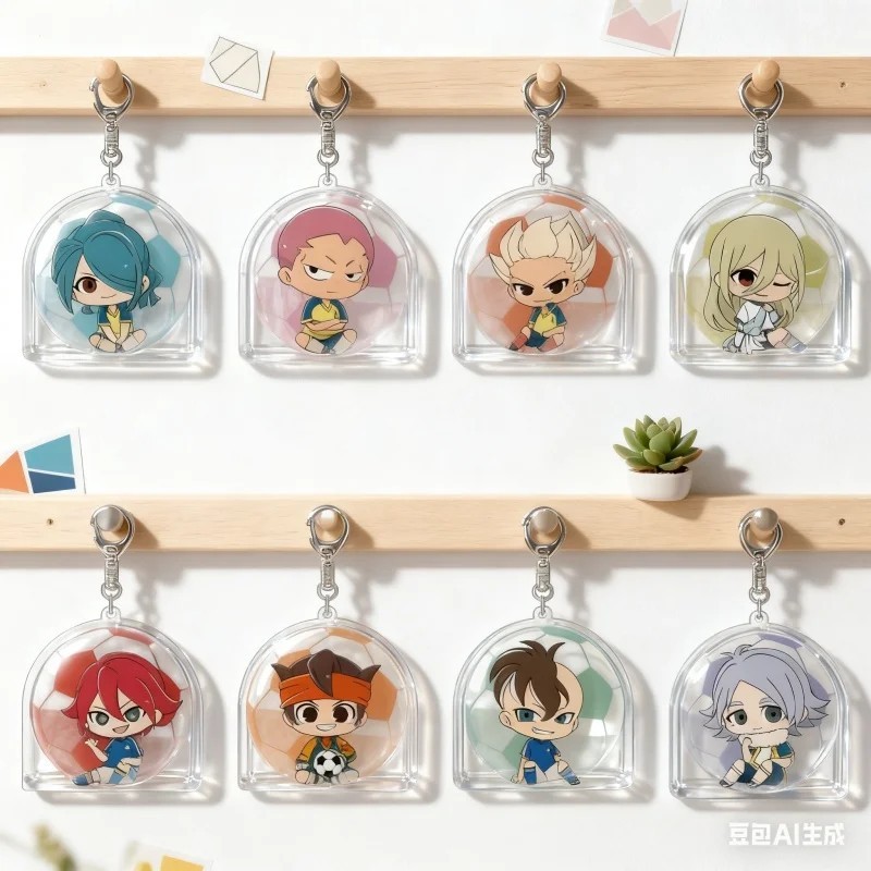 พวงกุญแจอนิเมะ Inazuma Eleven Super Kid Player อะคริลิค Chibi Inamori Asuto Nishikage Seiya Haizaki 