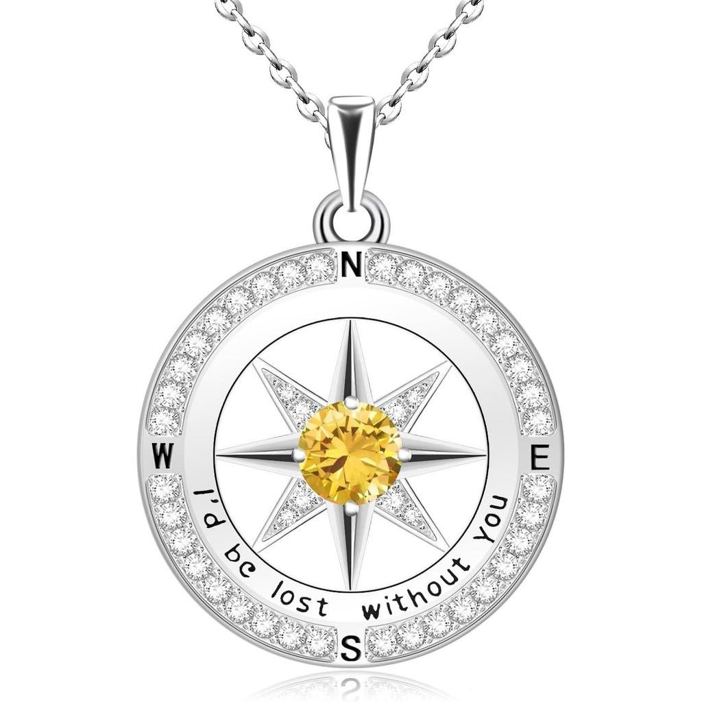 Compass Necklace for Women 925 Sterling Silver Id be Lost without You Compass Necklace Jewelry Birth