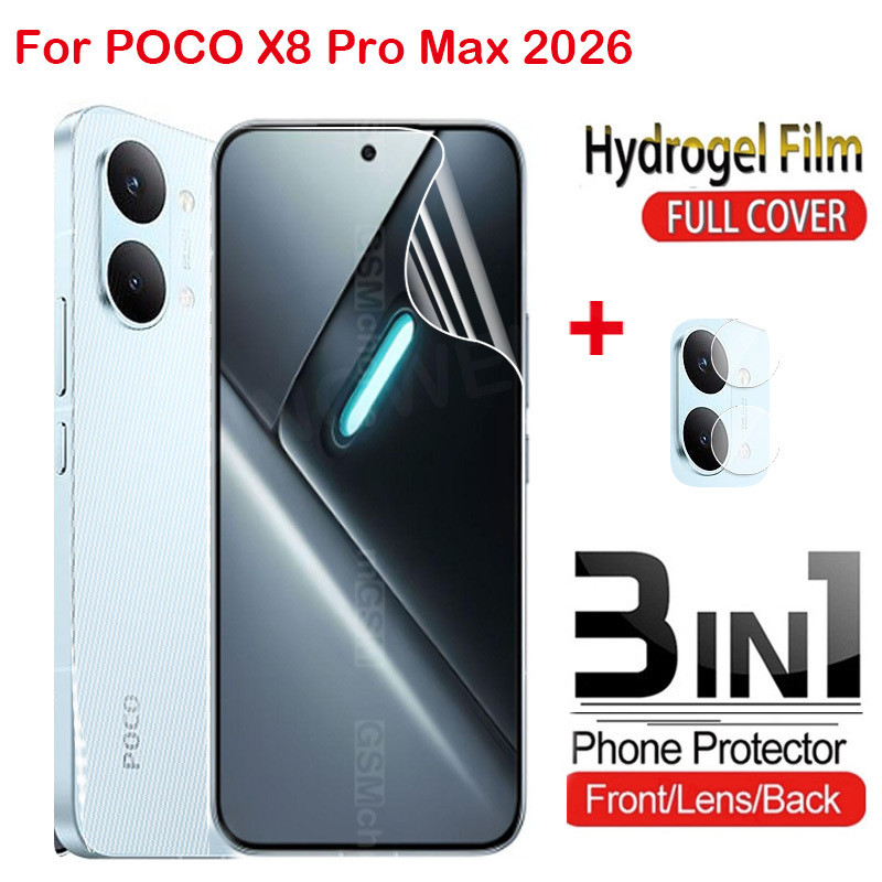 ป้องกันหน้าจอสําหรับ POCO X8 Pro Max 4G 5G 2026 เลนส์ด้านหลังด้านหน้าคลุมทั้งหมดป้องกัน Hydrogel กล้องด้านหลังป้องกันฟิล์ม