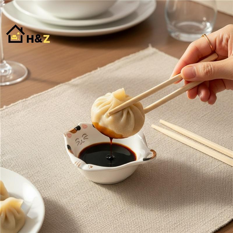 Kaleidoscope Cat Series แผ่นเครื่องปรุงรสในครัวเรือนเซรามิคแผ่นหม้อร้อนจุ่มซอสซอสถั่วเหลืองและแผ่นน้