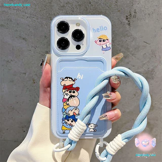 ของมาใหม่ เคสสำหรับไอโฟน11 คู่ชินจาน Nene เคสช่องใส่การ์ดสายข้อมือ For iPhone17 16 11 12 13PROMAX 14 15PLUS 7/8 SE2 XSXR