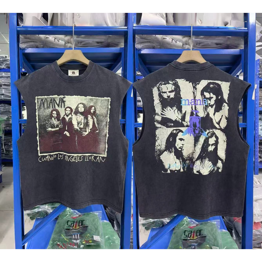 เสื้อยืด CUANDO Los Angeles LLORAN 1995 GRUPO MANA สไตล์ล้างสี เหมาะสำหรับคนชอบดนตรีละติน