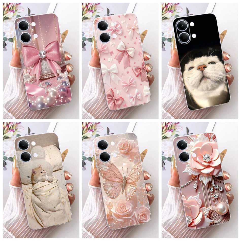 สําหรับ Vivo Y05 Y11d 2026 ใหม่ Elegant ดอกไม้แมวภาพวาดปลอก Vivo Y11D Y05 4G ซิลิโคนนุ่ม TPU เคสโทรศัพท์