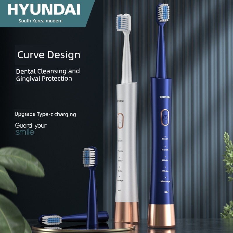 แปรงสีฟัน แปรงสีฟันไฟฟ้า ของแท้ฮุนได XM-806 แปรงสีฟันไฟฟ้าแบบชาร์จอัลตราโซนิกขนแปรงนุ่มป้องกันเหงือก