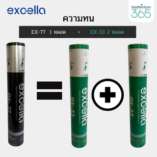 (ส่งด่วน) ลูกแบดมินตัน EXCELLA EX-77 V.2 ขนห่านพรีเมี่ยม คงทน ยกกำลังสอง