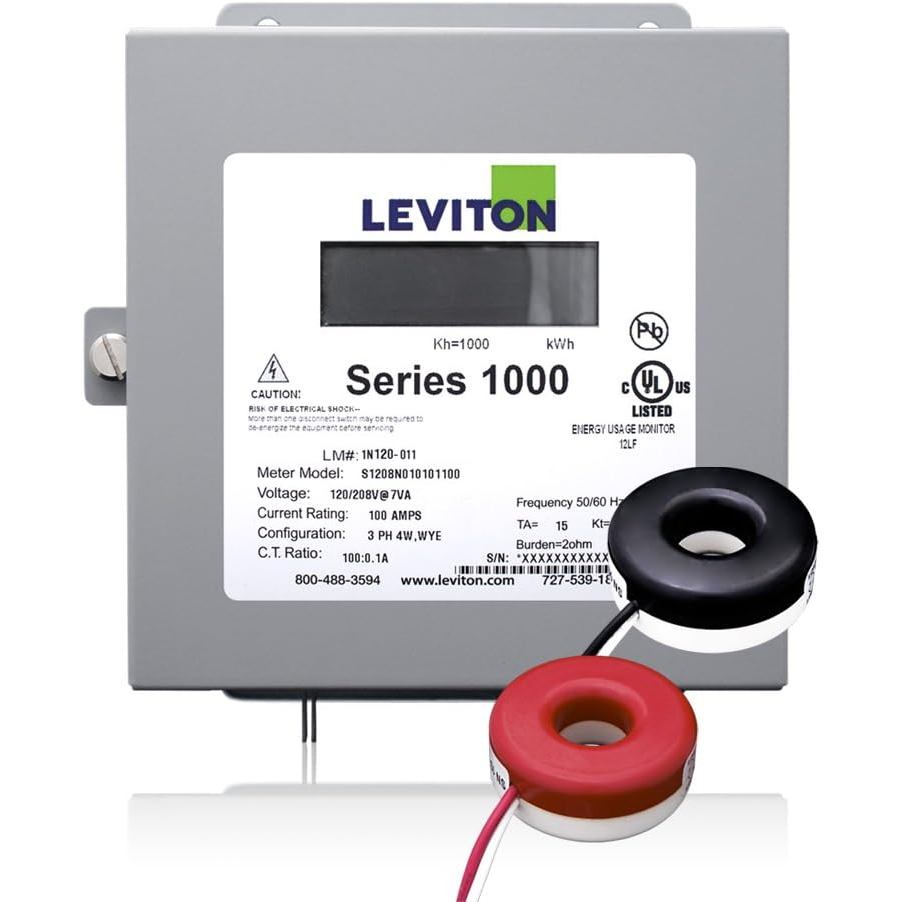Leviton 1K240-1SW Series 1000 120/240V 100A 1P3W ในร่มชุด 2 Solid Core CTs
