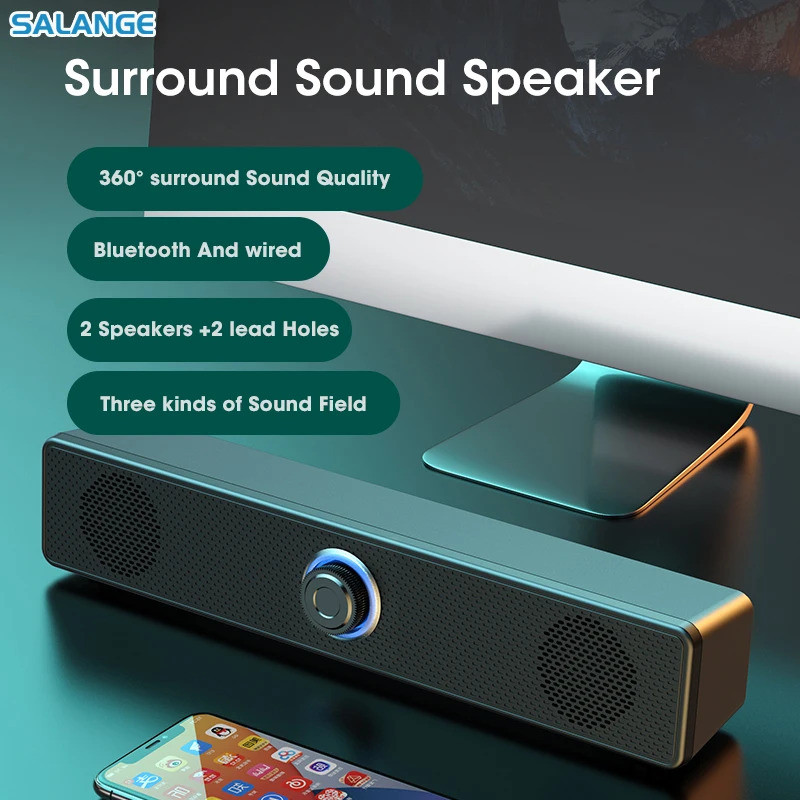PC Soundbar ลําโพงบลูทูธแบบมีสาย/ไร้สาย 4D USB Powered Soundbar สําหรับทีวีพีซีแล็ปท็อป Gaming โฮมเธ
