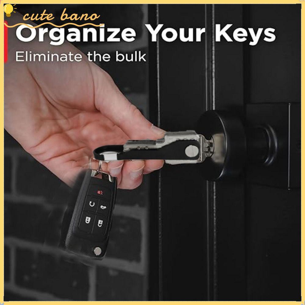 BANO Smartkey Keyholder, พกพาสะดวก ABS Stainless Steel Key Organizer, Portable Mini Black Blue Red Clip Ring