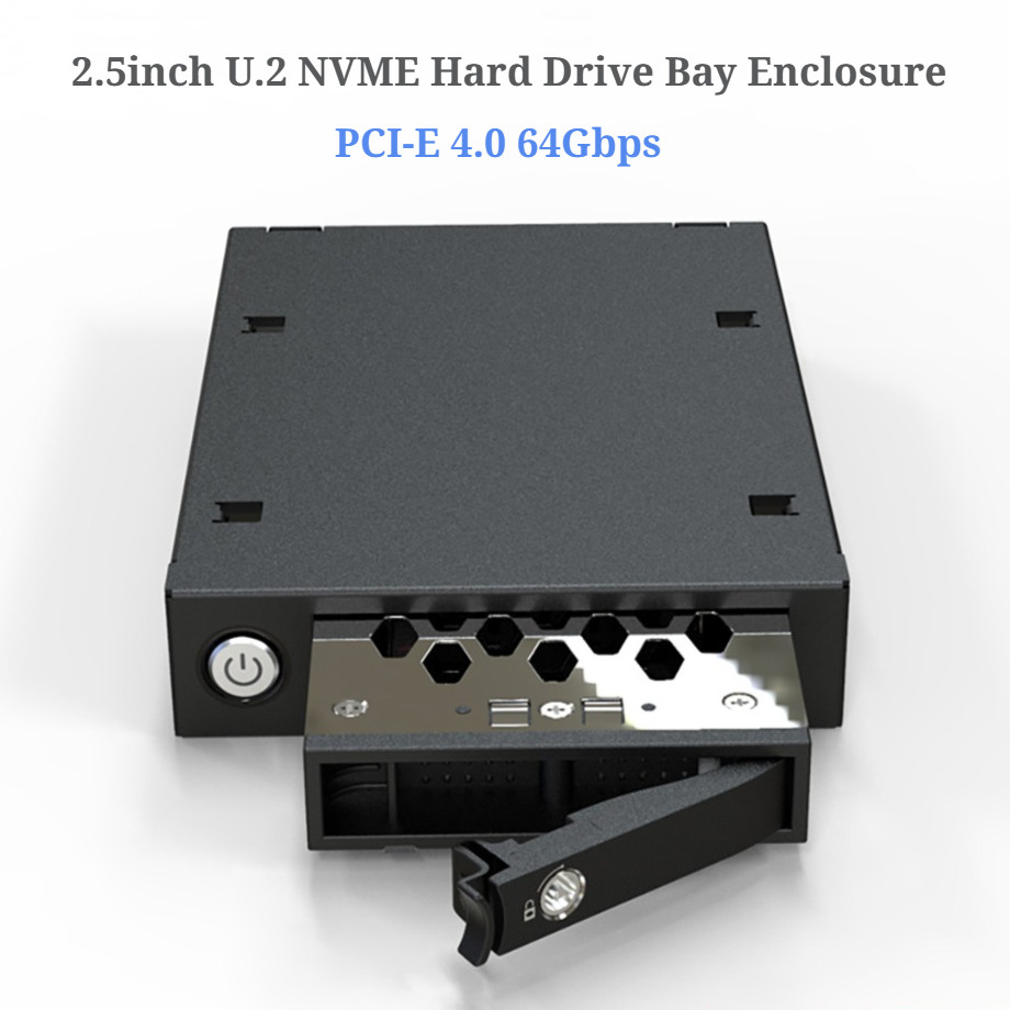 TOOLFREE อลูมิเนียม 2.5 นิ้ว U.2 / U.3 NVME ฮาร์ดไดรฟ์ Bay Enclosure PCI-E 4.0 64Gbps สําหรับ 5 มม.-