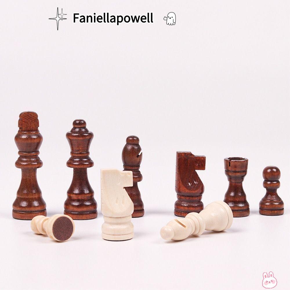 FANIELLAPOWELL Wood Chessmen, Chess Pieces Only No Board 32 Pies Wood King Height Chess