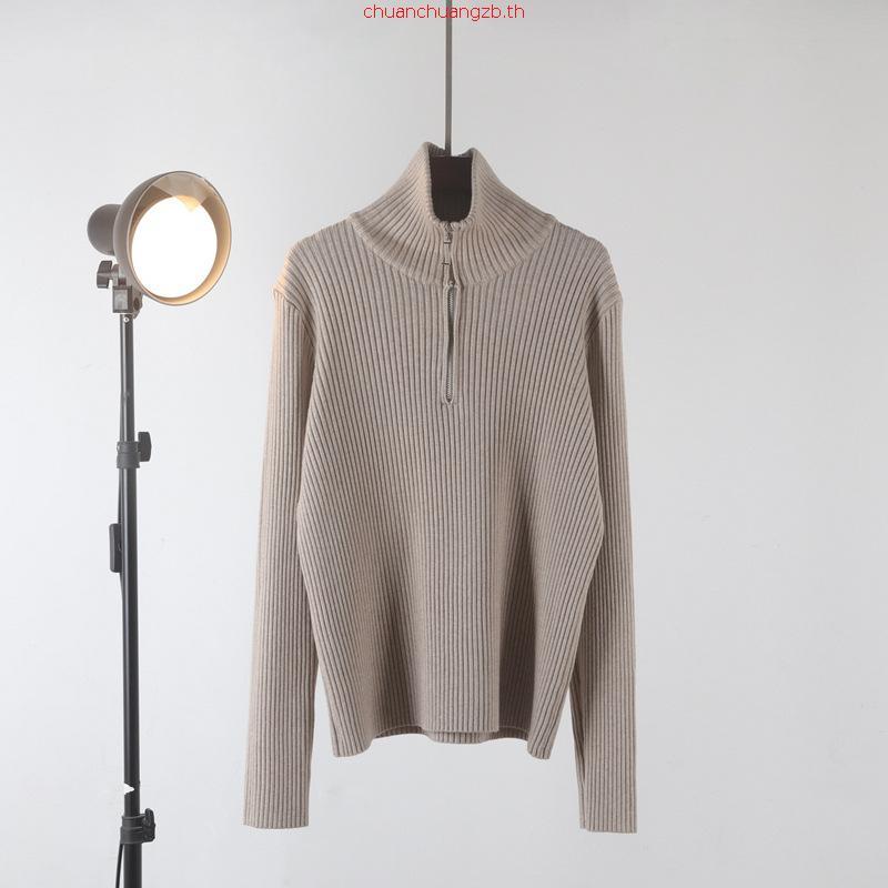 อก 42-48 นิ้ว / 7 สี เสื้อไหมพรมแขนยาว เสื้อไหมพรมคอเต่า ผ้าร่อง แต่งซิป รุ่น Sweater Winter Oversiz