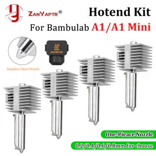 High Flow Hotend สําหรับ Babambu Lab A1/A1mini One-Pieace หัวฉีดสแตนเลส Quick ติดตั้งกําจัด 0.2/0.4 มม.0.6 มม.0.8 มม.