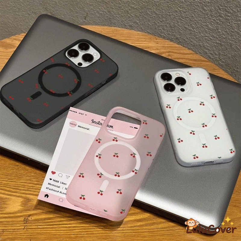 ฤดูใบไม้ผลิใหม่น่ารัก Cherry Ice Mist เคสแม่เหล็กสําหรับ OPPO Find X9 X8S Plus X7 Ultra X6 Pro 5G 4G ไร้สายชาร์จฝาครอบเรียบง่ายสีสันกันกระแทก Anti-Fingerprin ปลอก