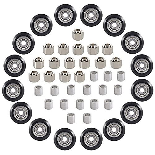 48 PCS 3D เครื่องพิมพ์ POM Pulley ชุดล้อรอกแบริ่งรวม 16 PCS POM ล้อ 16 PCS Eccentric Spacer 16PCS รอ
