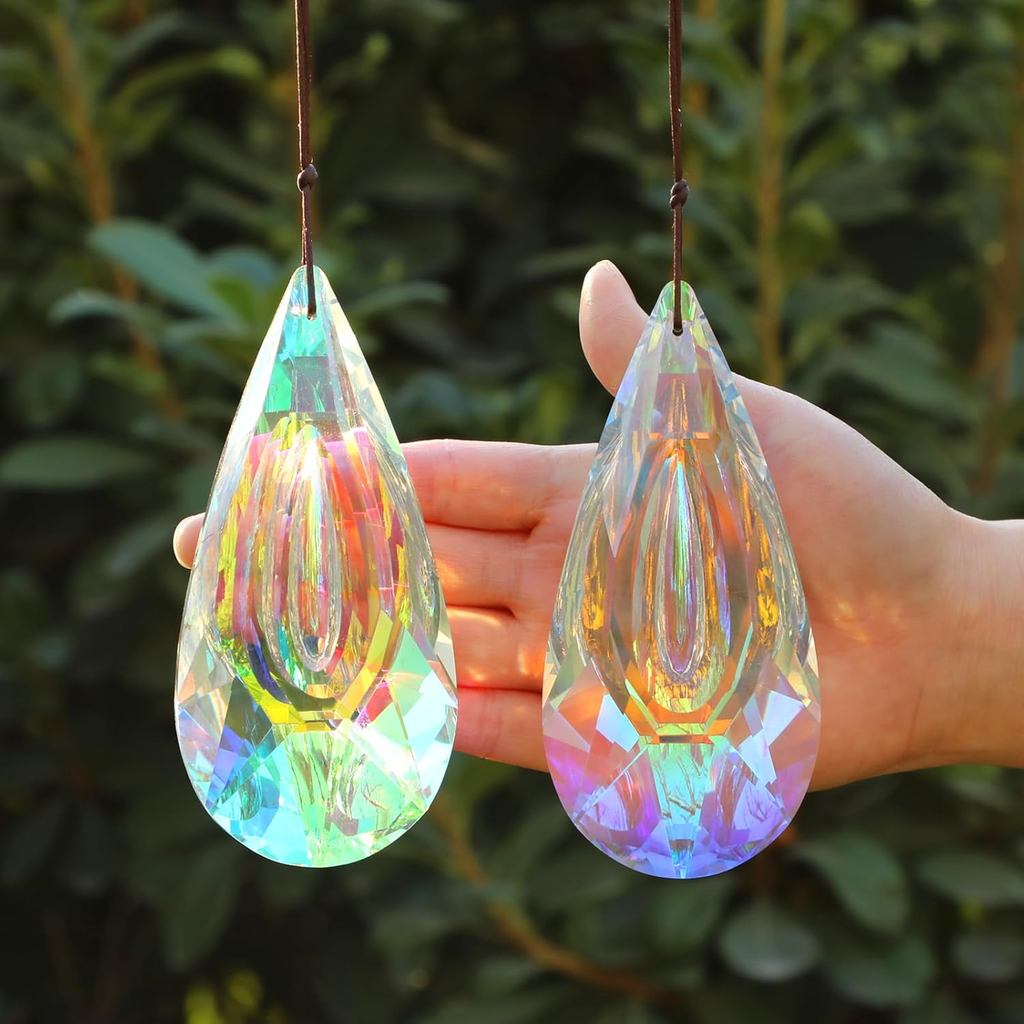 120 มม.คริสตัล Suncatcher, 2 แพ็คขนาดใหญ่ Prism Sun Catchers Windows แขวนเครื่องประดับ Rainbow Maker