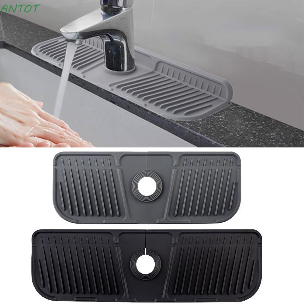 ANTOT เสื่อก๊อกน้ํา, อุปกรณ์เสริมก๊อกน้ํา Splash proof Water Catcher Mat, ปฏิบัติสีดํา/สีเทาซิลิโคนอ่างล้างจาน Splash Pad ห้องครัวห้องน้ํา