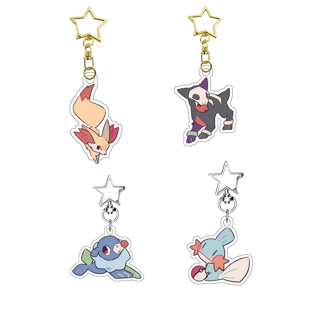Pokemon Houndour Mudkip Fennankin Popplio Mica พวงกุญแจอะคริลิคอุปกรณ์ตกแต่งโปร่งใสสําหรับกระเป๋าเป้