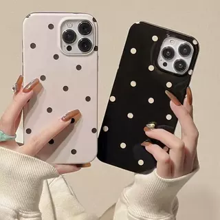 เคสไอโฟน 16 17 สำหรับ iPhone 11 13 15 12 14 Pro Max 7 16 14 15 8 Plus X XR XS Max 15 Pro เคสผิวมันลายจุดน่ารักเรียบง่าย