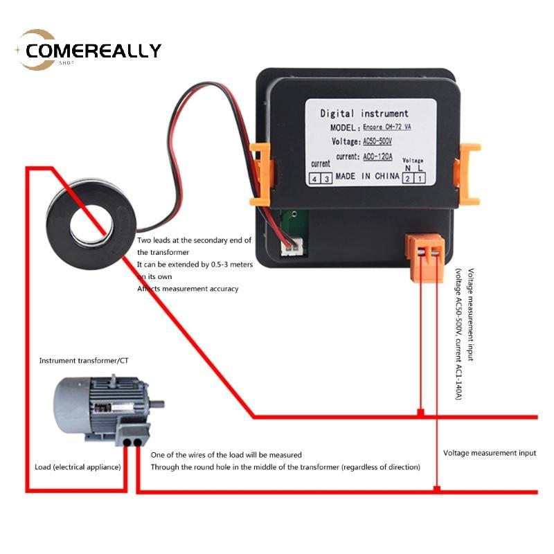 COME จอแสดงผล LED Amp โวลต์-เมตร AC50-500V AC1-120A Digital Meter Gauge โวลต์มิเตอร์ Ampermeter 2 in