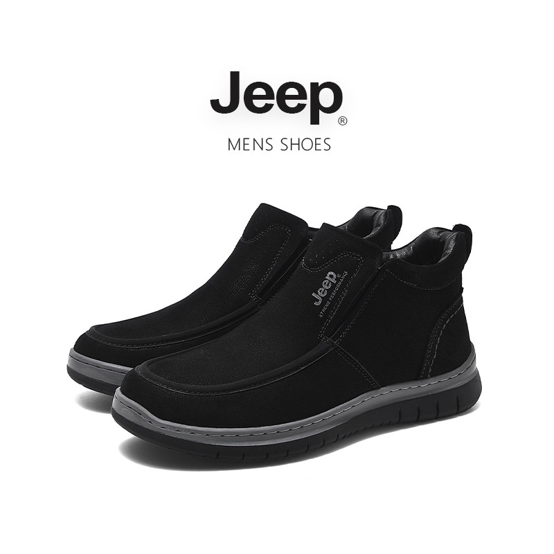 JEEP Business Casual Cotton Shoes Men Winter Fleece-Fleece Warm Cold-Proof Cover Foot Shoes