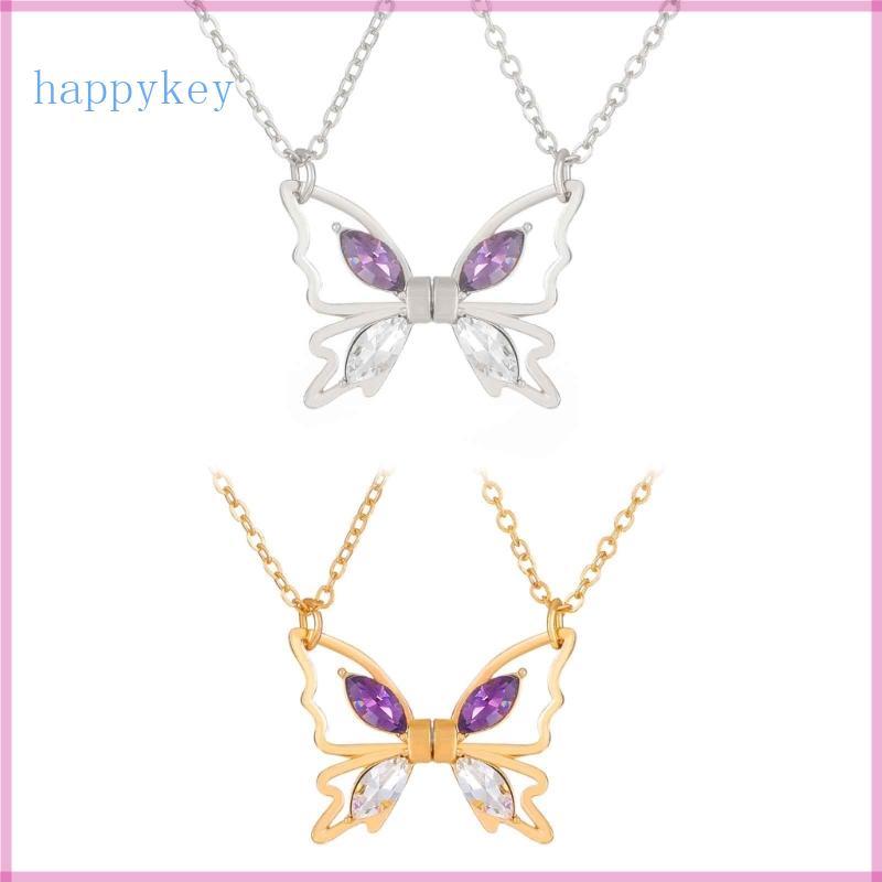 Hap Butterflies จี้สร้อยคอ Zircon Inlay คู่มิตรภาพ