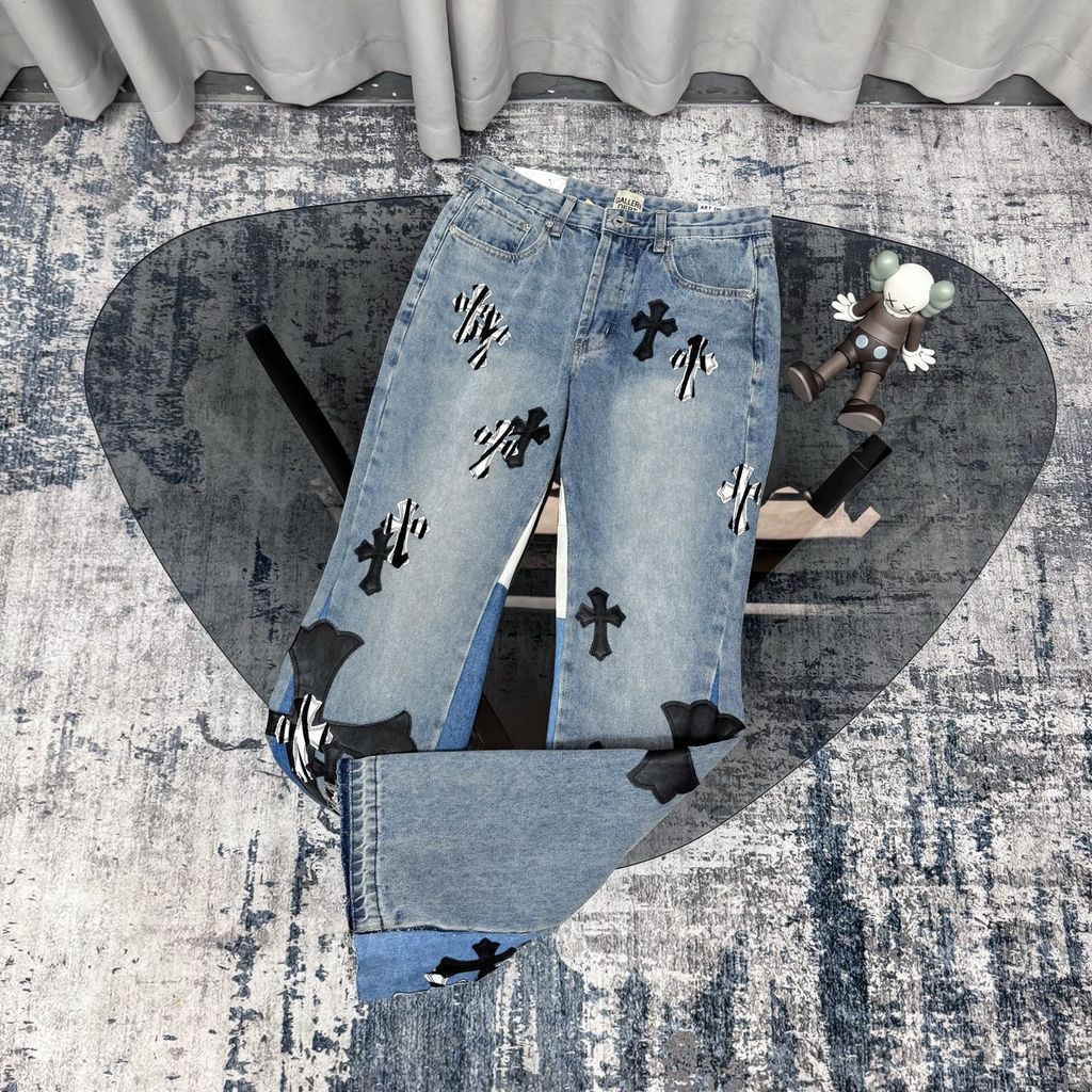 หัวใจโครเมียม Chrome hearts Zebra Black White Cross Patchwork Stitching Jeans