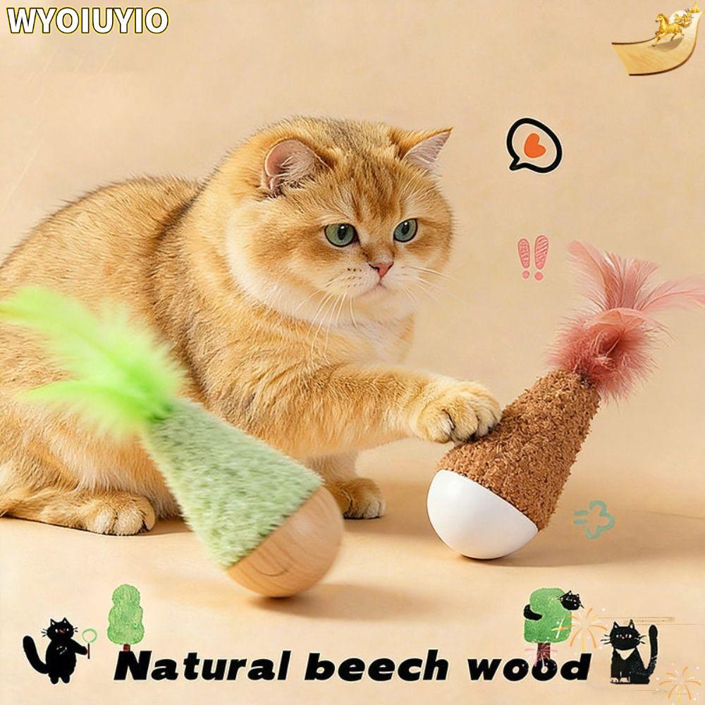 WYOIUYIO Tumbler Wobbler ของเล่น,กัดปลอดสารพิษ Interactive ของเล่นแมว, Creative Wobbler Design Feath