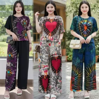 MeeiJaShop No.C3446 ชุดเซ็ท2ชิ้น ลายมัดย้อมสวยๆ เสื้อ+กางเกง *กางเกงมีกระเป๋า* ผ้านุ่มใส่สบาย เสื้อผ้าแฟชั่น