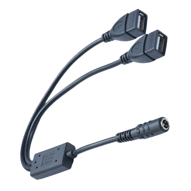 QUIM MultiPurpose DC5V-25V ถึง DC5V Power Adapter Splitter DC5 5x2 1 มม.ถึงสาย USB คู่ชาร์จหญิง