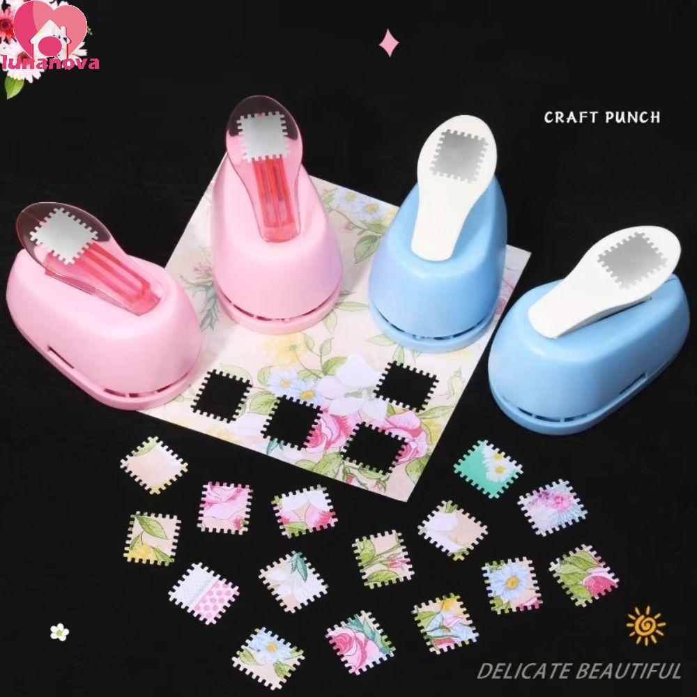 LUNANOVA Stamp Border Punch, Stamp Shape Hole Puncherลายนูน|อุปกรณ์การเรียน Punches Maker ตัดหัตถกรร