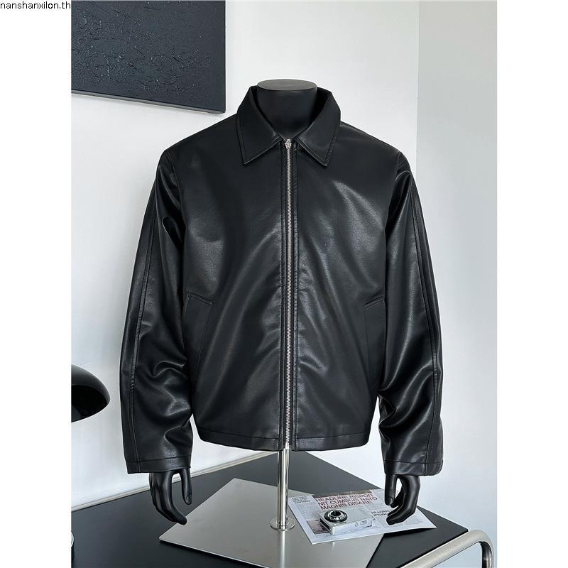 เสื้อแจ็กเก็ตหนัง เสื้อแจ็กเก็ตครอป คอตั้ง แขนยาว เสื้อFAUX LEATHER JACKET (C052)