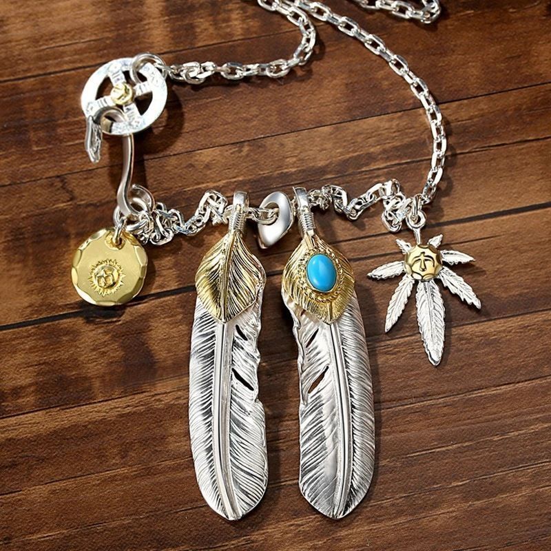 สร้อยคอและจี้ Takahashi Goro Feather สไตล์ STREET WEAR สำหรับผู้ชาย