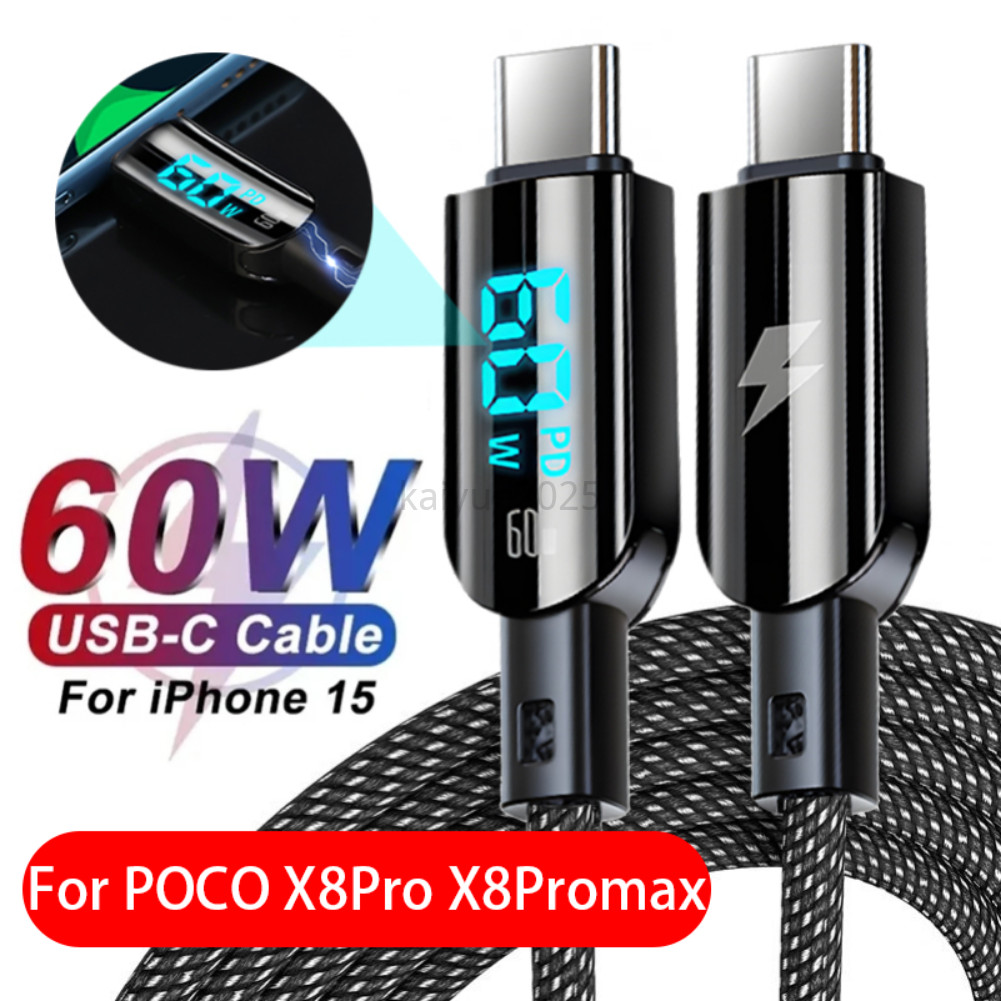 KYBD 100W Dual Type C สาย PD Fast Charging Data CABLE สําหรับ POCO X8Pro x8Pro max ประเภท C Quick Ch