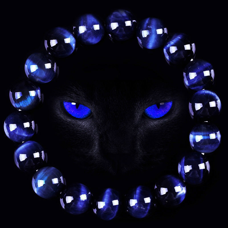 สร้อยข้อมือตาแมว Blue Tiger Eye Lightning Natural Tiger Eye String Blue Tiger Eye