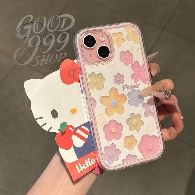 GOOD🔥น่ารักลูกแมวลูกสุนัขเข้ากันได้เคสไอโฟน 11 17 15 Pro Max 14 12 13 Pro Max XS XR X Max 7 16 14 8 Plus ดอกไม้โปร่งใส