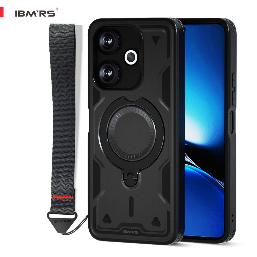 สําหรับ Poco M6 Pro 5G เคสแม่เหล็กกันกระแทก [6.67 นิ้ว] พร้อมขาตั้งและเชือกเส้นเล็ก | แหวนโลหะเข้ากั